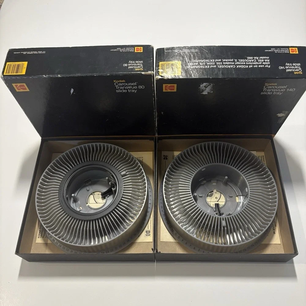2-Eastman Kodak Carousel Transvue 80 slide tray B80T CAT 104 6093 Vintage 1983